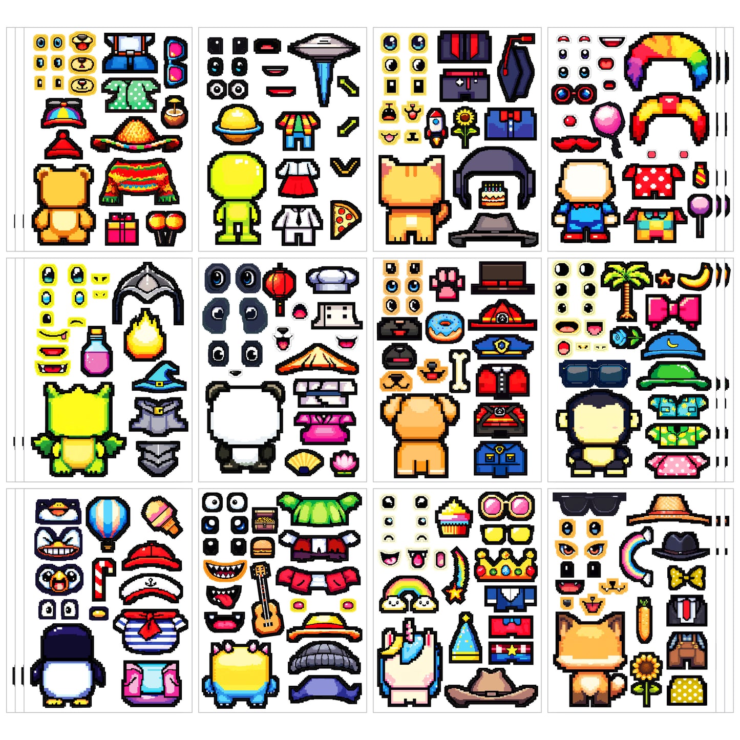 Pixel Buddy Make-a-Face Stickers for Kids