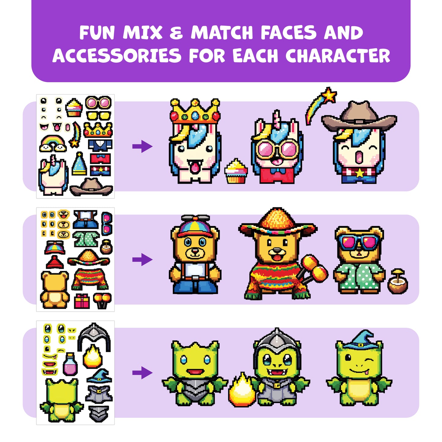 Pixel Buddy Make-a-Face Stickers for Kids