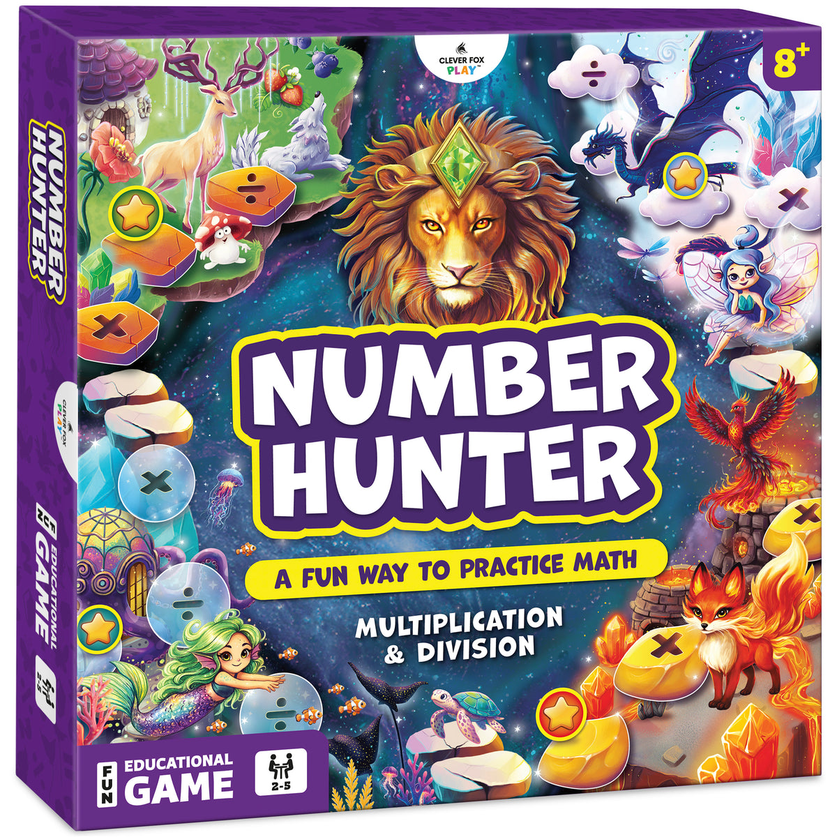 Number Hunter Multiplication & Division Math Board Game for Kids 8-12