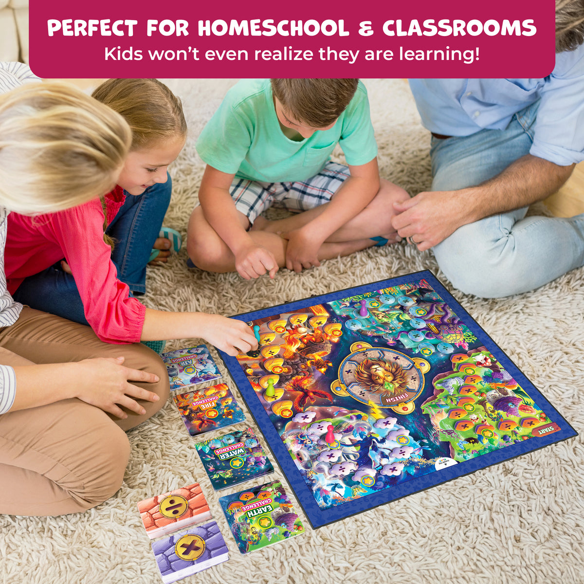 Number Hunter Multiplication & Division Math Board Game for Kids 8-12