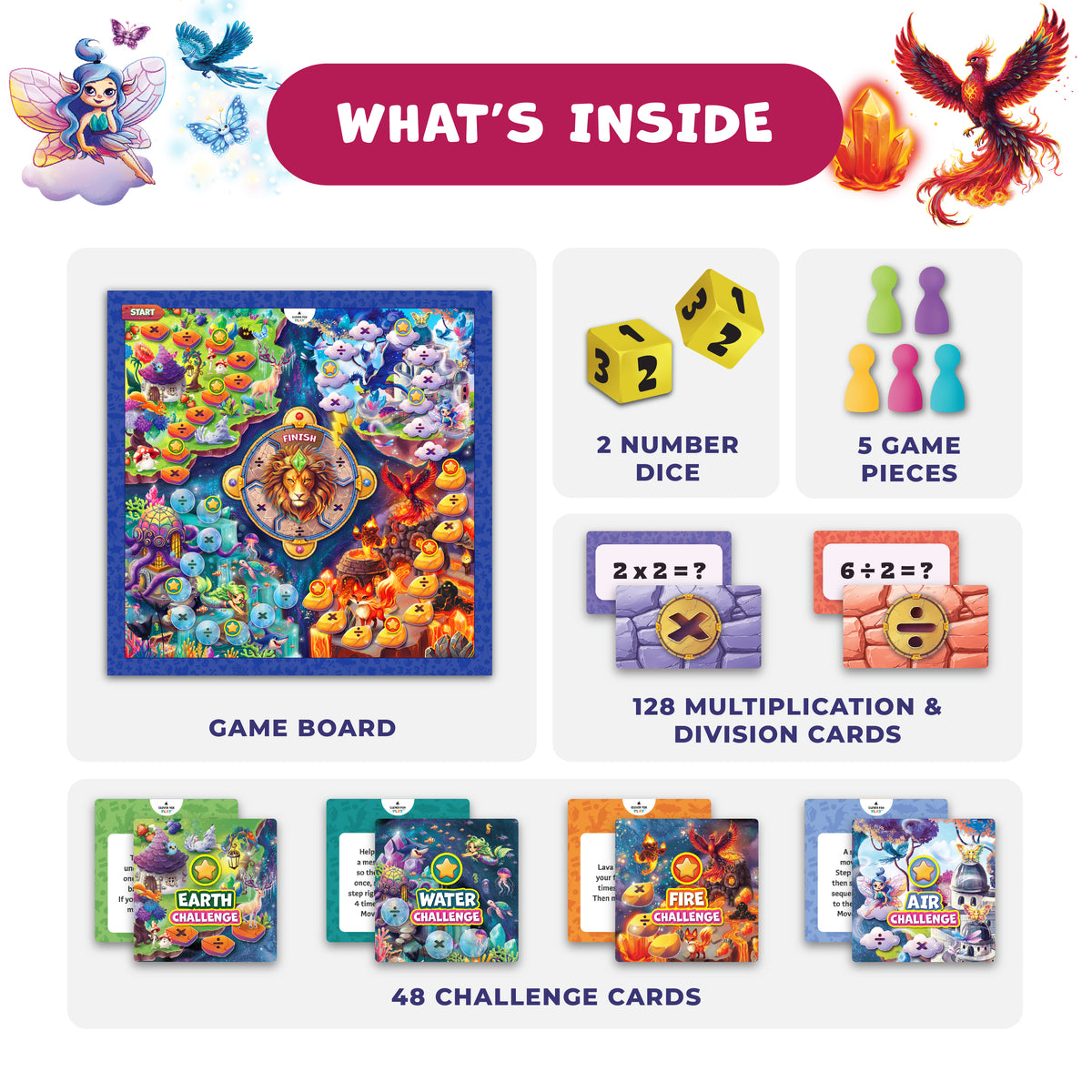 Number Hunter Multiplication & Division Math Board Game for Kids 8-12