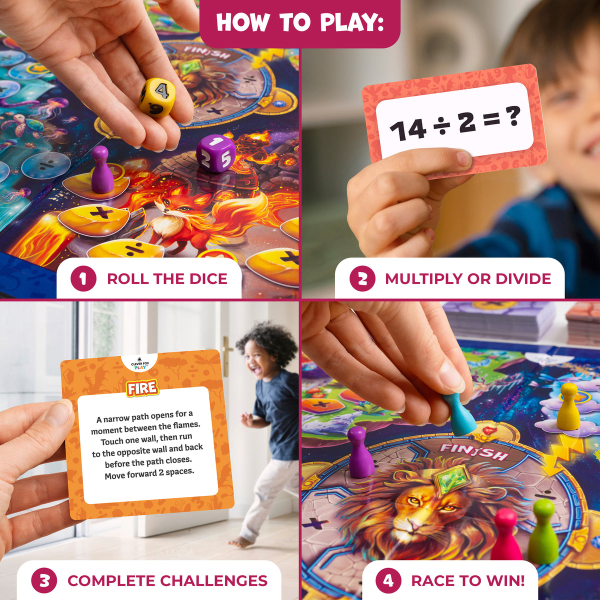 Number Hunter Multiplication & Division Math Board Game for Kids 8-12