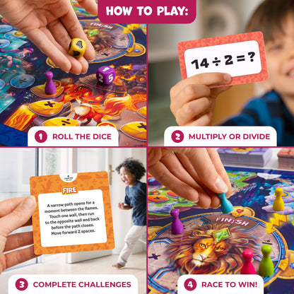Number Hunter Multiplication & Division Math Board Game for Kids 8-12