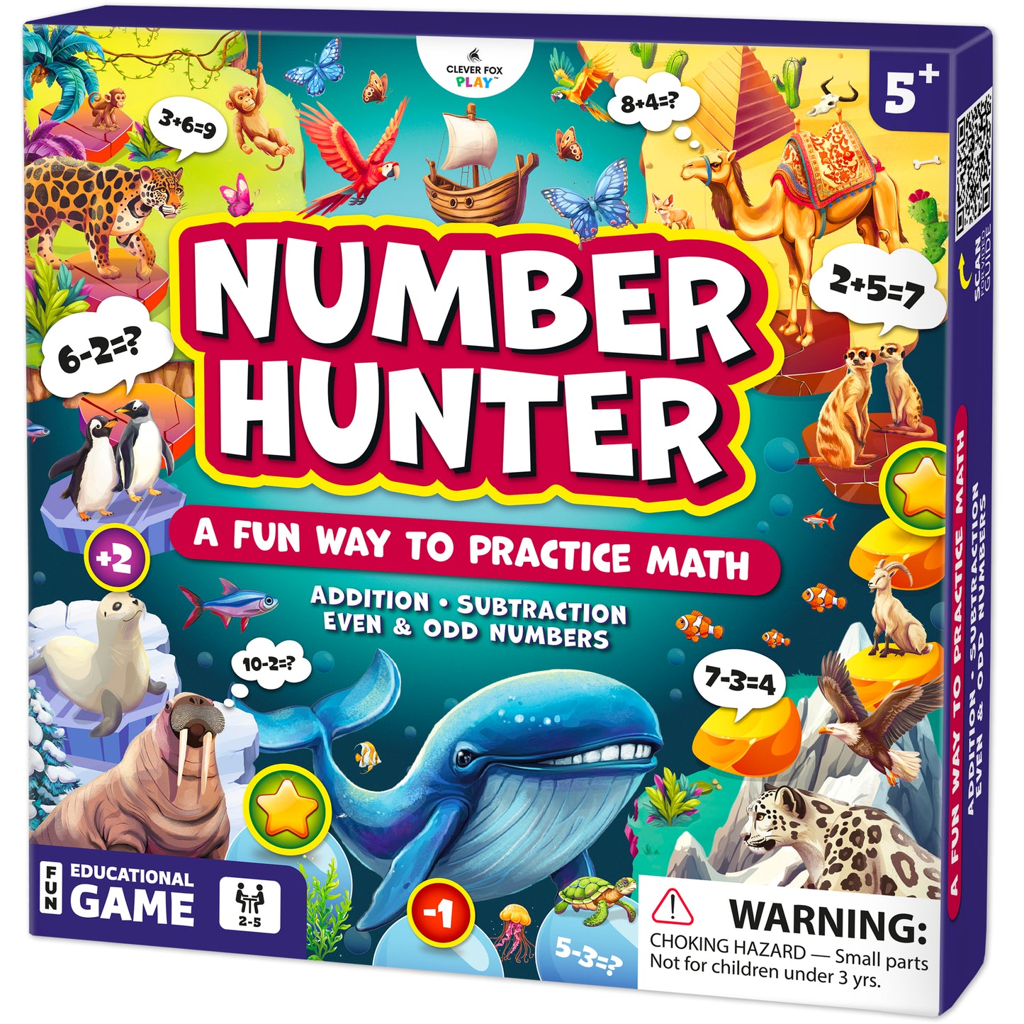 Number Hunter – Fun Kid Math Board Game for Learning Addition & Subtraction